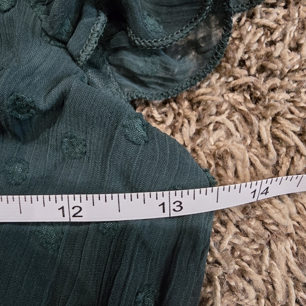 Lulus Have Harmony Dark Green Swiss Dot Ruffled Faux Wrap Midi Dress XXS NWT - Picture 6 of 6